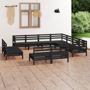 Garten-Lounge-Set Schwarz - Massivholz - Holzart/Dekor - 64 x 63 x 64 cm