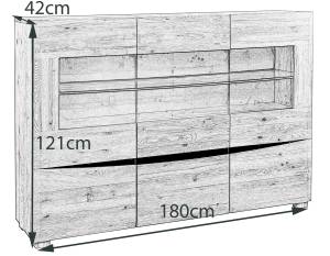 Highboard YOSHA 3 Türen Eiche Braun - Massivholz - Holzart/Dekor - 180 x 121 x 42 cm