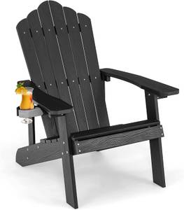 Adirondack Stuhl mit Getränkehalter Schwarz - Kunststoff - 77 x 94 x 87 cm