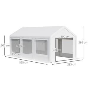 Partyzelt 6 x 3m 84C-315 Weiß - Metall - Kunststoff - 295 x 280 x 595 cm