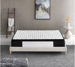 Bett+Taschenfederkernmatratze 140x190cm Weiß - Naturfaser - 140 x 58 x 190 cm