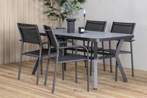 Gartenmöbel-Set Virya (5-teilig) Schwarz - Metall - 90 x 74 x 160 cm