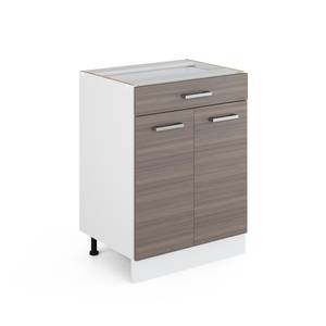 Meuble bas R-Line 60cm gris élégant Marron foncé - Blanc