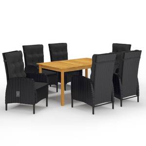 Salle à manger (lot de 7) 3005684-2 Noir - Bois massif - Bois/Imitation - 90 x 74 x 150 cm