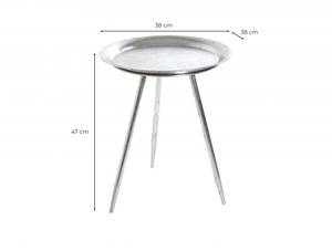 Table basse ronde SHYNA en métal 38cm Argenté - Métal - 38 x 47 x 38 cm