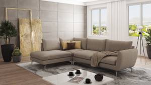 Modernes Ecksofa Avanti mit Silber Füßen Beige - Ecke davorstehend links