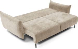 Samt Schlafsofa Gloria mit Bettkasten Beige