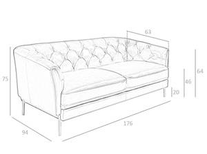 2-Sitzer-Sofa aus braunem Leder Braun - Echtleder - Textil - 188 x 75 x 94 cm