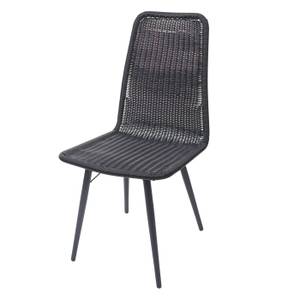 2x Poly-Rattan Stuhl F90 Schwarz - Metall - Polyrattan - 46 x 92 x 43 cm