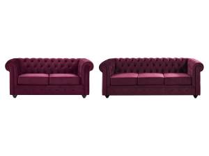 Couchgarnitur CHESTERFIELD 2er-Set Bordeaux