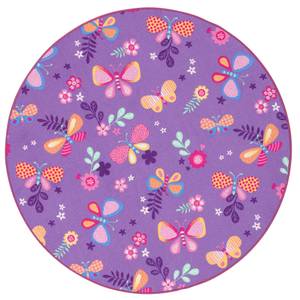 Kinder Spiel Teppich Schmetterling Rund Flieder - 133 x 133 cm