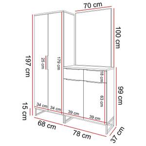 TOP V Garderobe Braun - Holzwerkstoff - 158 x 197 x 40 cm