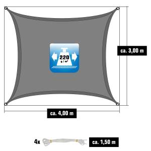Sonnensegel Kalahari Grau - 300 x 400 cm