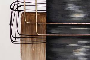 Tableau en bois Tantalizing Contrasts Beige - Bleu - En partie en bois massif - 60 x 80 x 4 cm