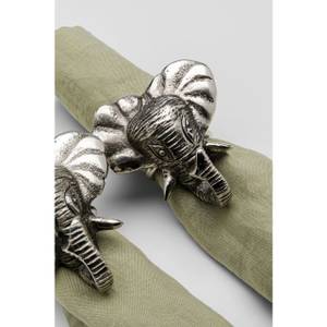 Serviettenring Happy Elephants (4/Set) Silber - Metall - Kunststoff - 3 x 3 x 3 cm