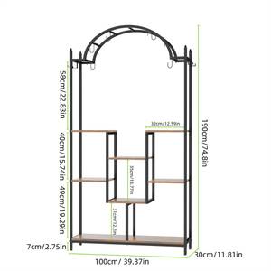 Pflanzenregal Regal Holz Hoch Schwarz - Holzwerkstoff - 30 x 190 x 100 cm