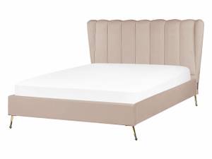 Lit double MIRIBEL Beige - Doré - Taupe - Largeur : 167 cm