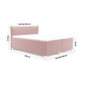 Boxspringbett Doppelbett Martines Bett Rubinrot - Breite: 140 cm