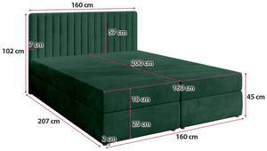 Boxspringbett DREAM Grün - Breite: 160 cm