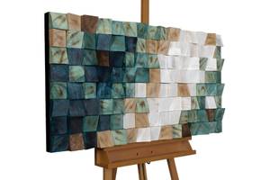 Holzbild Horizon Colours Blau - Weiß - Holz teilmassiv - 98 x 55 x 7 cm