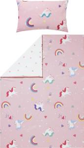 Kinder-Wendebettwäsche 206726 2-teilig Pink - Textil - 100 x 1 x 135 cm