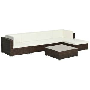 Garten-Sofagarnitur Braun - Metall - Polyrattan - 74 x 26 x 74 cm