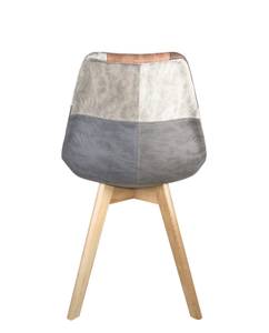 Chaise patchwork LAO (lot de 2) Beige - Marron - Bois massif - Textile - 48 x 83 x 56 cm