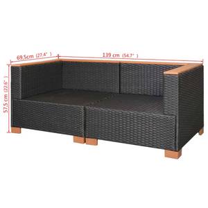 Gartenmöbel-Set Schwarz - Metall - Polyrattan - 74 x 29 x 74 cm