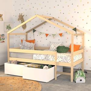 Hausbett MIKA mit Schubladen Beige - Holz teilmassiv