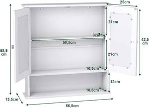 Armoire Murale Salle de Bain BA7910 Blanc - Bois manufacturé - 13 x 59 x 57 cm