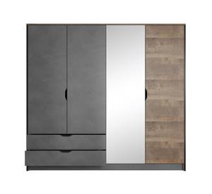 Drehtürenschrank ARDEN LED Beige - Grau - Holzwerkstoff - Kunststoff - 220 x 205 x 57 cm