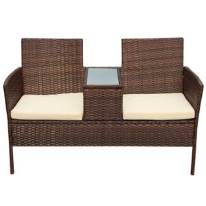 Rattanbank CHICAGO Braun - Kunststoff - Polyrattan - 130 x 84 x 60 cm