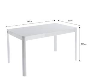 Table à manger DAVIA Blanc - Bois manufacturé - 80 x 76 x 140 cm