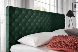 Lit boxspring SINDAR avec topper confort Noir - Vert foncé - Largeur : 182 cm - Noir