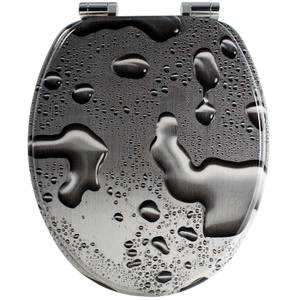 Premuim Abattant WC - Tache grise Noir - Gris - Bois manufacturé - 38 x 5 x 44 cm