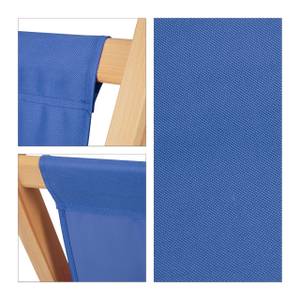 Blauer Liegestuhl mit Armlehnen Blau - Braun - Holzwerkstoff - Textil - 70 x 84 x 102 cm