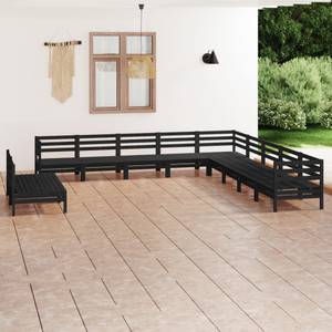 Garten-Lounge-Set Schwarz - Massivholz - Holzart/Dekor - 64 x 63 x 64 cm