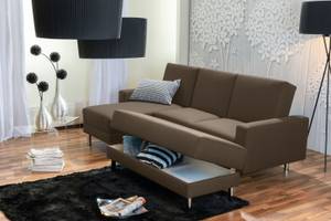 Just Fashion Funktionssofa mit Hocker Kastanienbraun