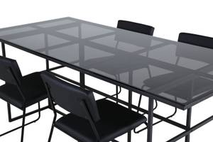 Essgruppe Leif (5-teilig) Grau - Massivholz - 90 x 74 x 200 cm