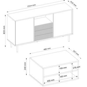 LOFTY Kommode TV/HiFi-Einlage Schwarz - Braun - Eiche Dekor