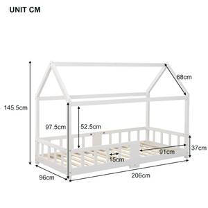 Hausbett Spielbett mit Tafel Karle Ⅰ Ebenholz Dekor - Holz - Weiß - Eiche Weiß Dekor