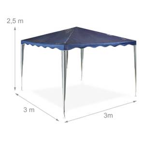 Dunkelblauer Pavillon 3x3 m Blau - Weiß - Metall - Kunststoff - 300 x 250 x 300 cm