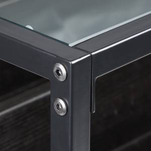 Table console verre avec 4 compartiments Noir - Bois manufacturé - Verre - Métal - 110 x 81 x 40 cm