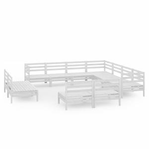 Garten-Lounge-Set Weiß - Massivholz - Holzart/Dekor - 64 x 63 x 64 cm