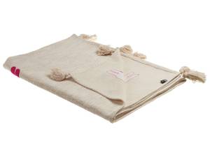 Couverture NANDYAL Beige - Rose foncé - Blanc - Fibres naturelles - 130 x 1 x 180 cm