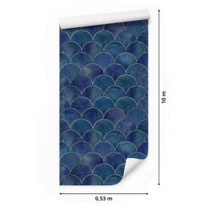 Papier Peint motifs abstraits Beige - Bleu - Marron - Papier - 53 x 1000 x 1000 cm