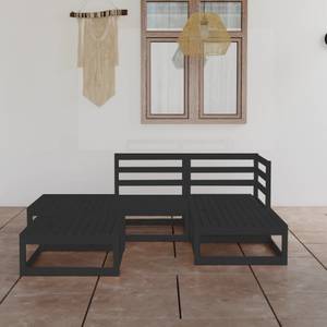 Garten-Lounge-Set (5-teilig) 3009911-1 Schwarz - Massivholz - Holzart/Dekor - 70 x 30 x 70 cm