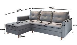 Ecksofa PISAN L-S Hochglanz Altrosa - Ecke davorstehend links