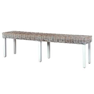 Sitzbank 160 cm Weiß - Rattan - Holzart/Dekor - 35 x 35 x 160 cm