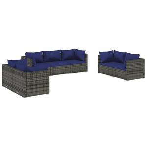 Salon de jardin (lot de 7) 3013635-15 Bleu - Bleu foncé - Gris